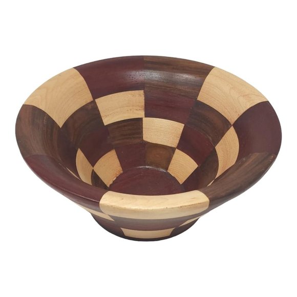Rosewood, Padauk, Maple Wood Bowl Segmented Turned 8.75" Diameter Made in US - Picture 8 of 8